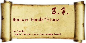 Bocsan Honóriusz névjegykártya